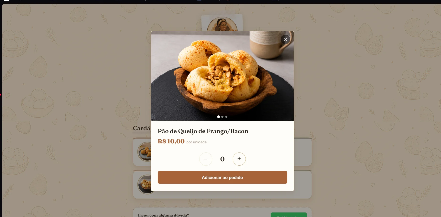 Detalhes do pão de queijo recheado